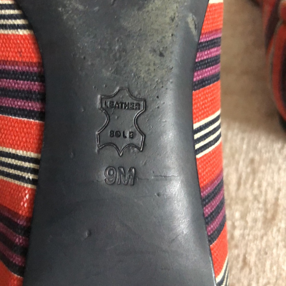 Tory Burch Reva Bauer Stripe Printed Canvas Flats - Picture 9 of 11